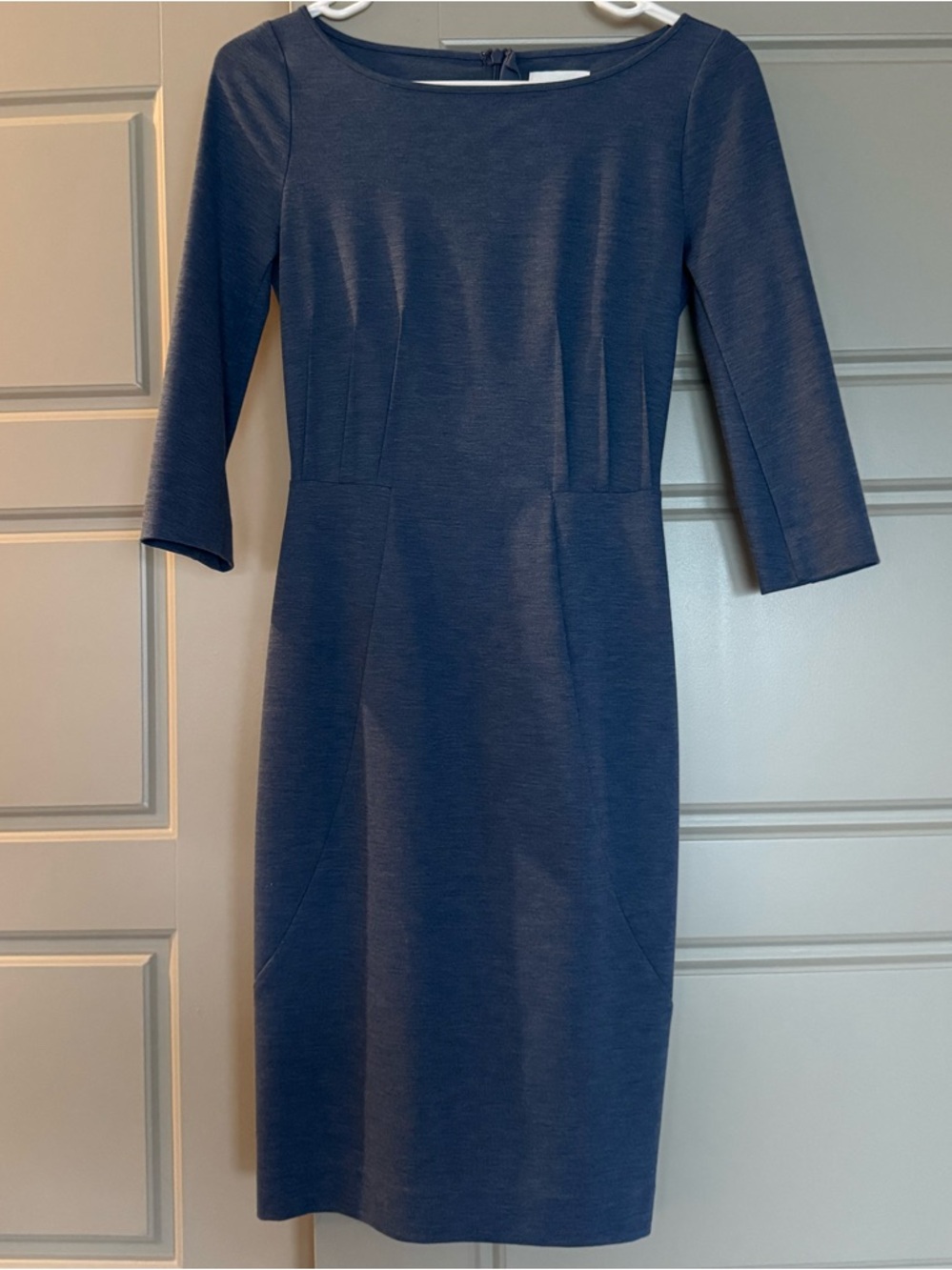 InWear Classic Blue Sheath Dress with Three-Quarter Sleeves